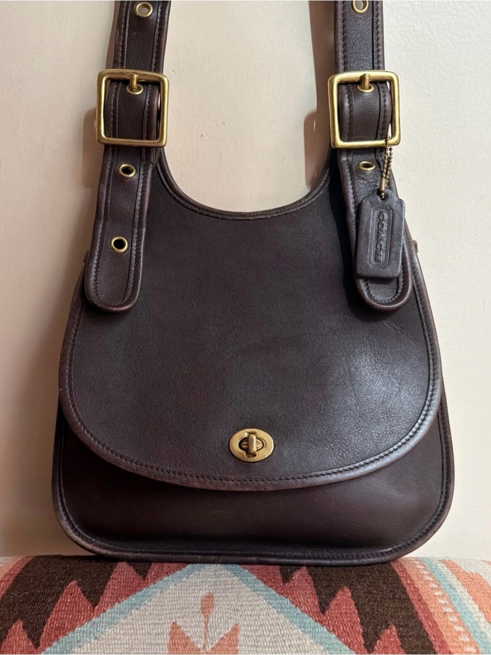 Vintage Coach Leather Saddle Bag
